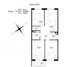 3-комн. квартира, 71,16 м², в Малоэтажный ЖК «Счастье 2.0»