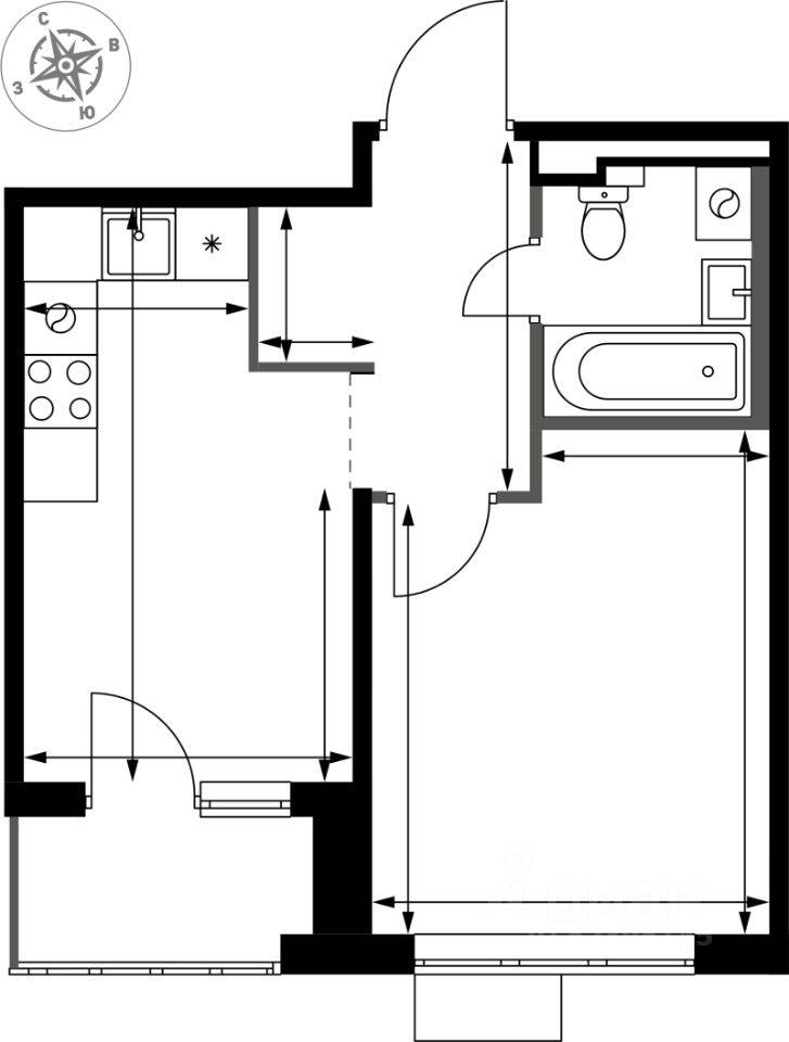 1-комн. квартира, 33,8 м², в ЖК 1-й Химкинский