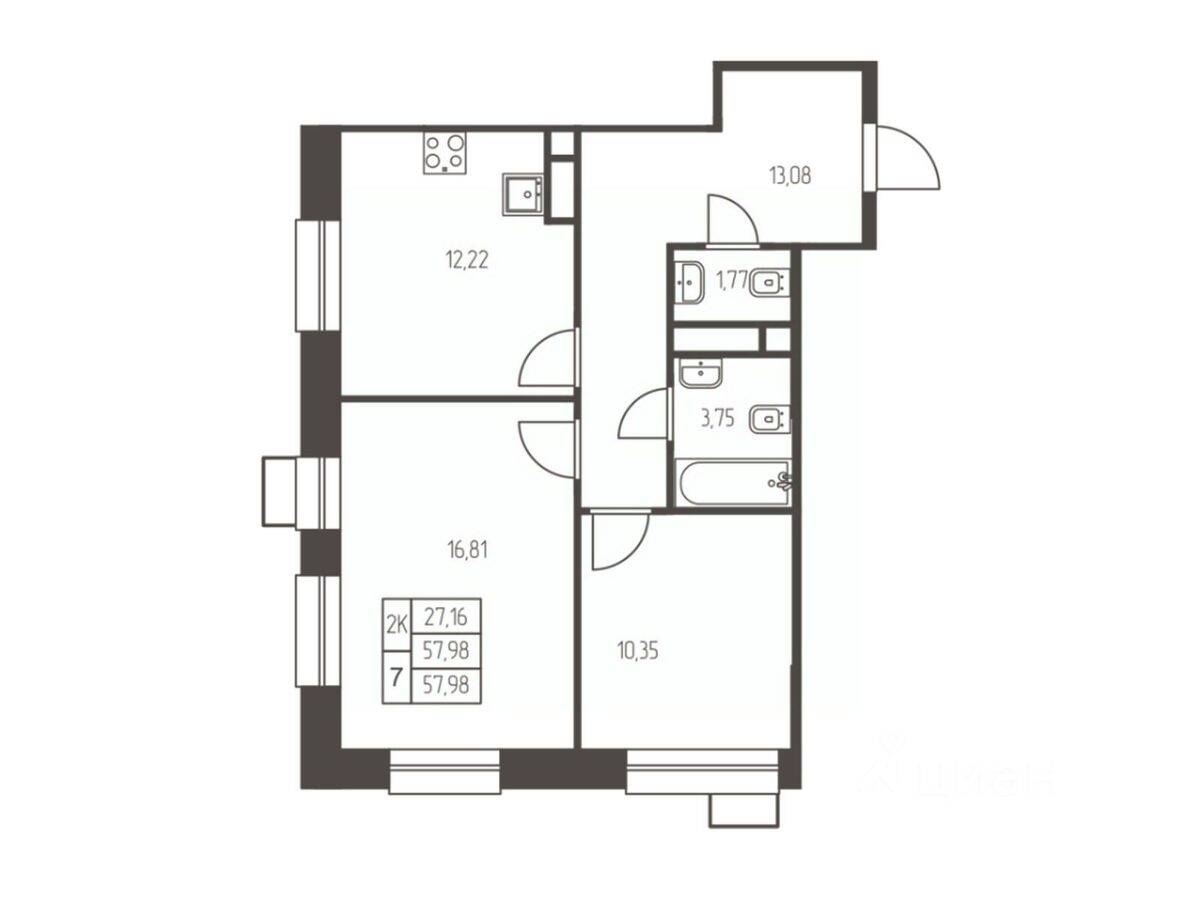 2-комн. квартира, 58 м², в ЖК Новая Ивантеевка