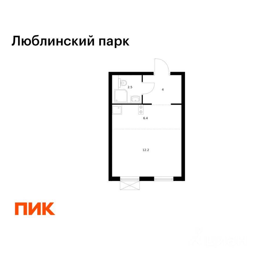 Квартира-студия, 25,1 м², в ЖК «Люблинский парк»
