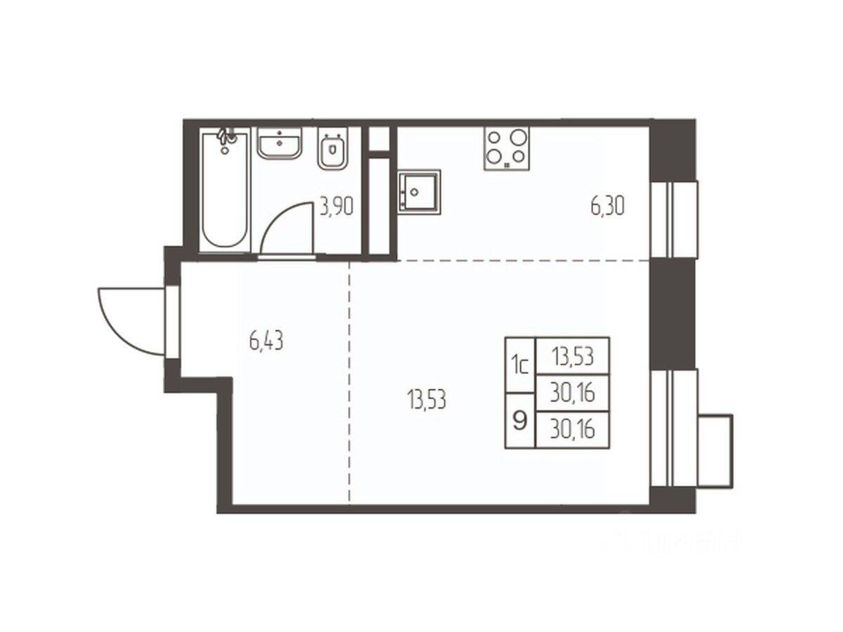 Квартира-студия, 30,2 м², в ЖК Новая Ивантеевка