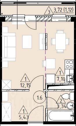 Квартира-студия, 29,14 м², в ЖК Марусино-6
