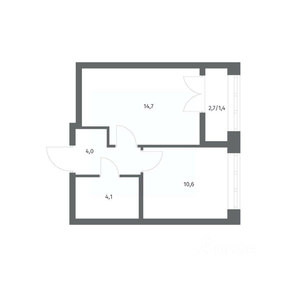 1-комн. квартира, 34,71 м², в ЖК NEWПИТЕР