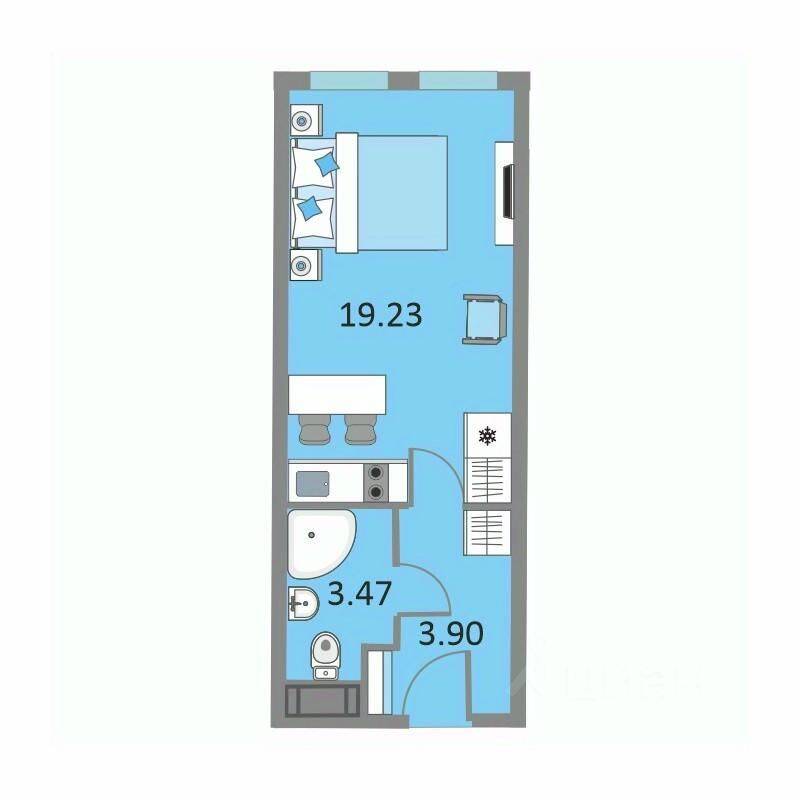 Квартира-студия, 26,3 м², в Апарт-комплекс Начало