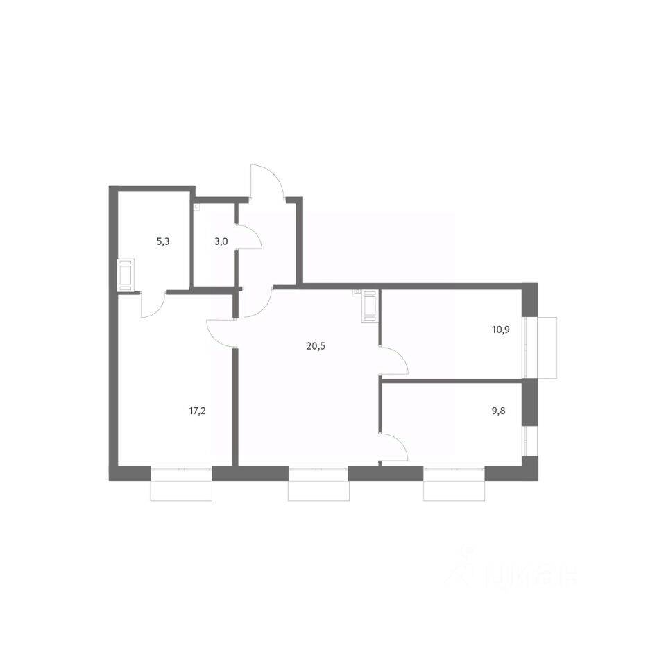 3-комн. квартира, 70,9 м², в ЖК Парусная 1