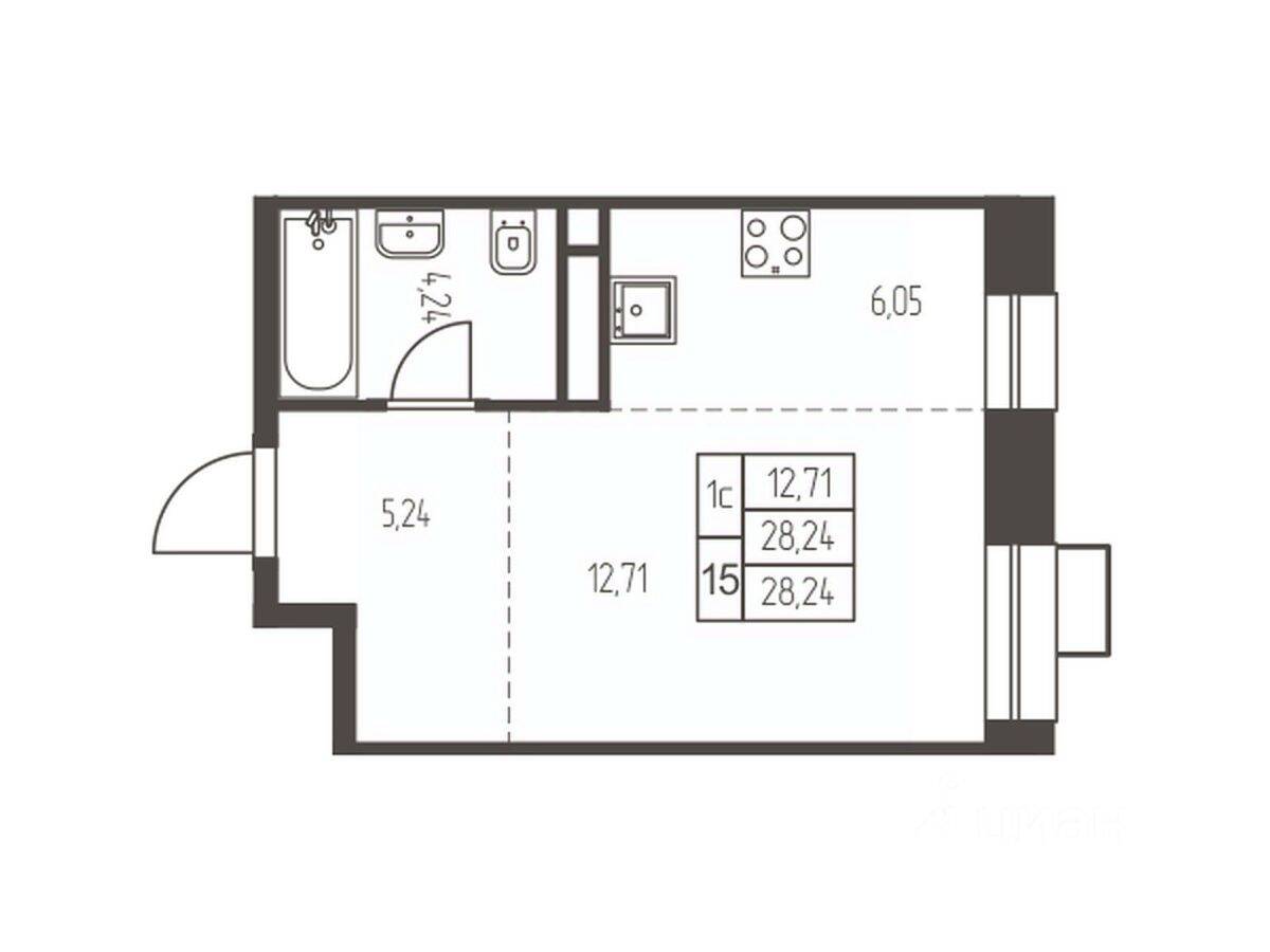 Квартира-студия, 28,2 м², в ЖК Новая Ивантеевка
