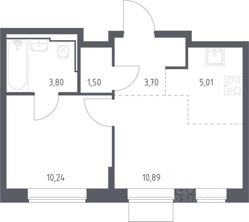 1-комн. квартира, 35,14 м², в ЖК Квартал Домашний