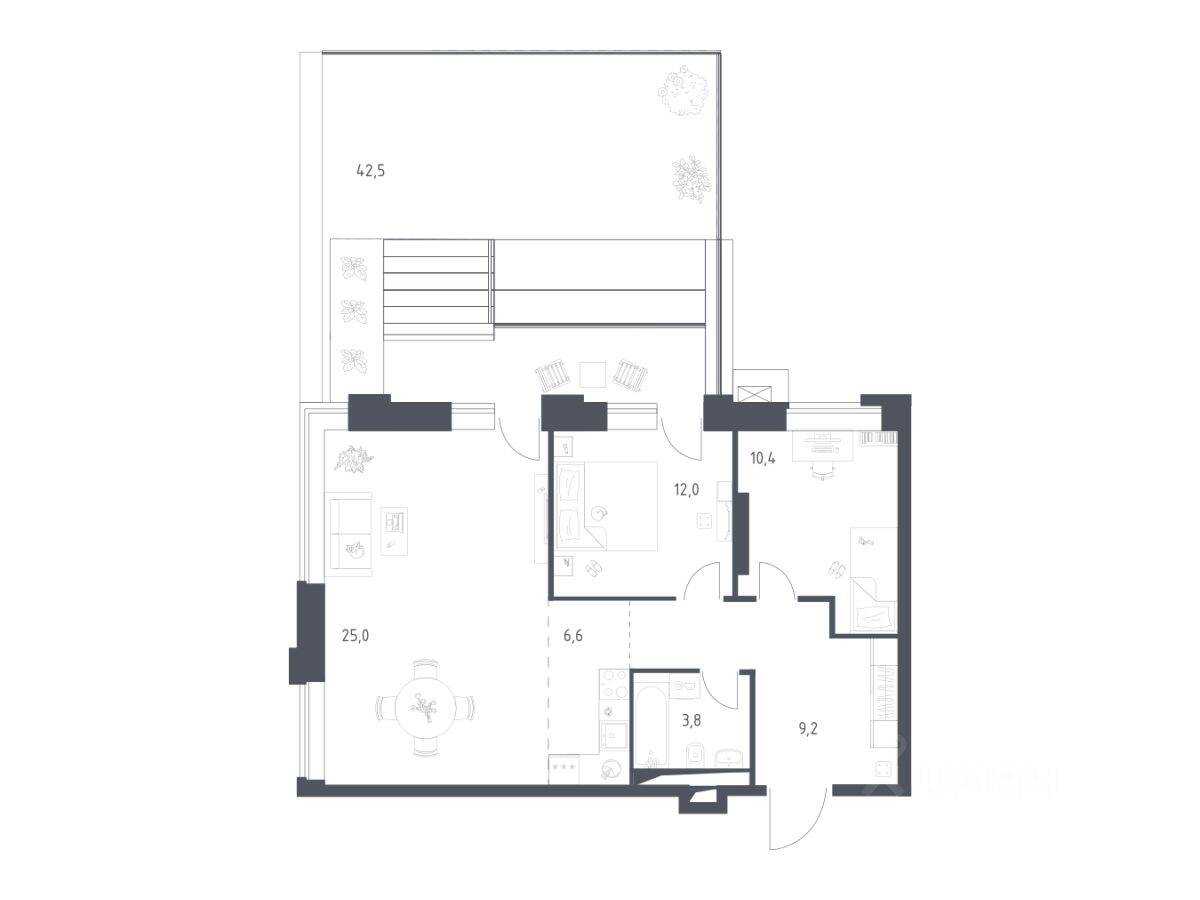 2-комн. квартира, 79,89 м², в Апарт-комплекс Верейская 41