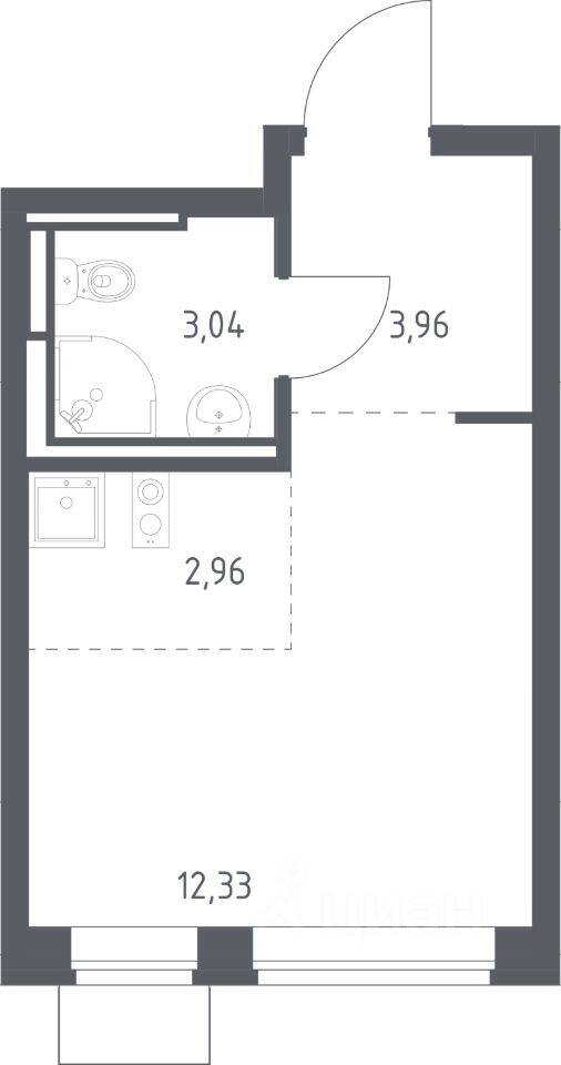 Квартира-студия, 22,29 м², в ЖК Богдановский Лес