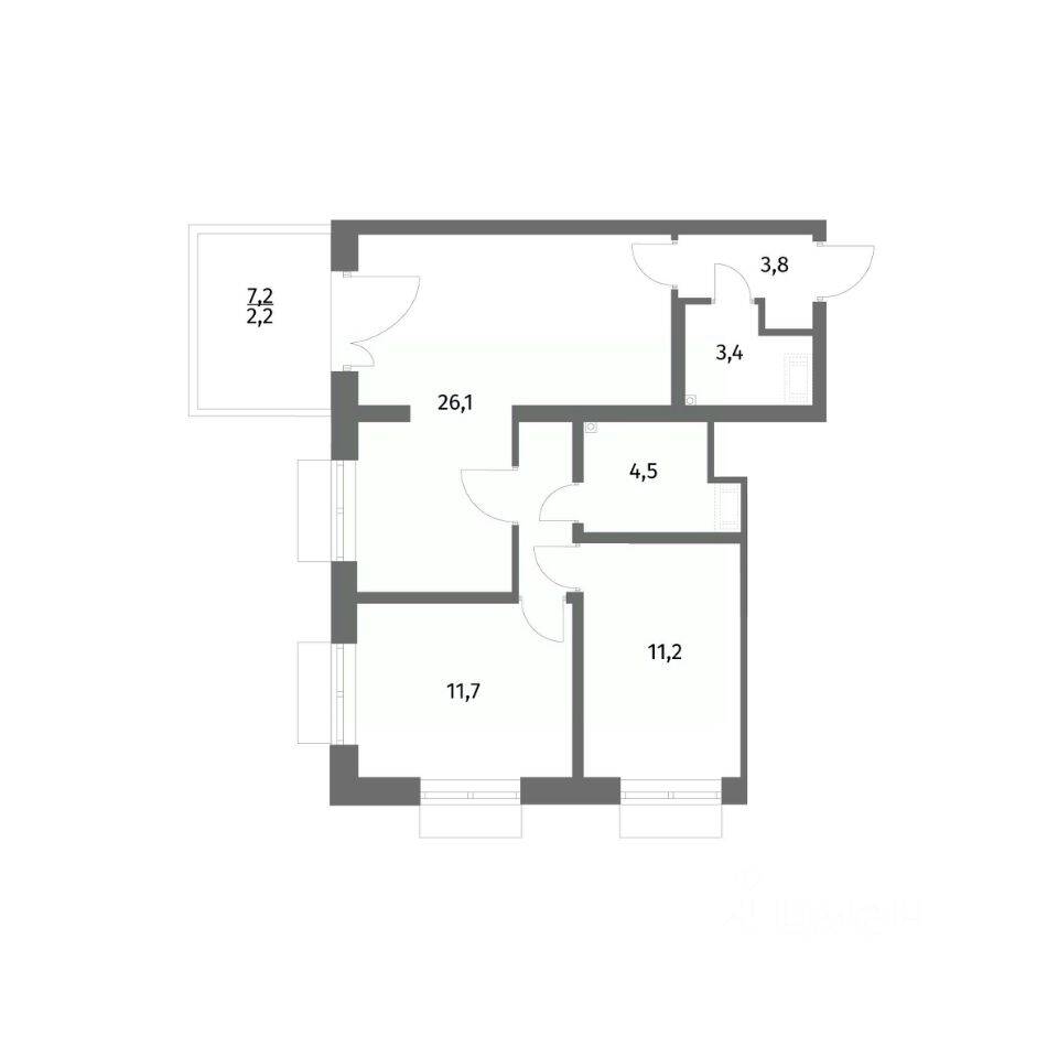 2-комн. квартира, 66,2 м², в ЖК Парусная 1