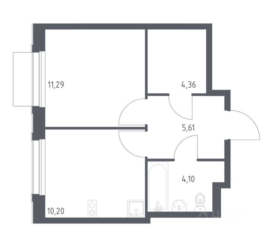 1-комн. квартира, 35,56 м², в ЖК Новое Внуково