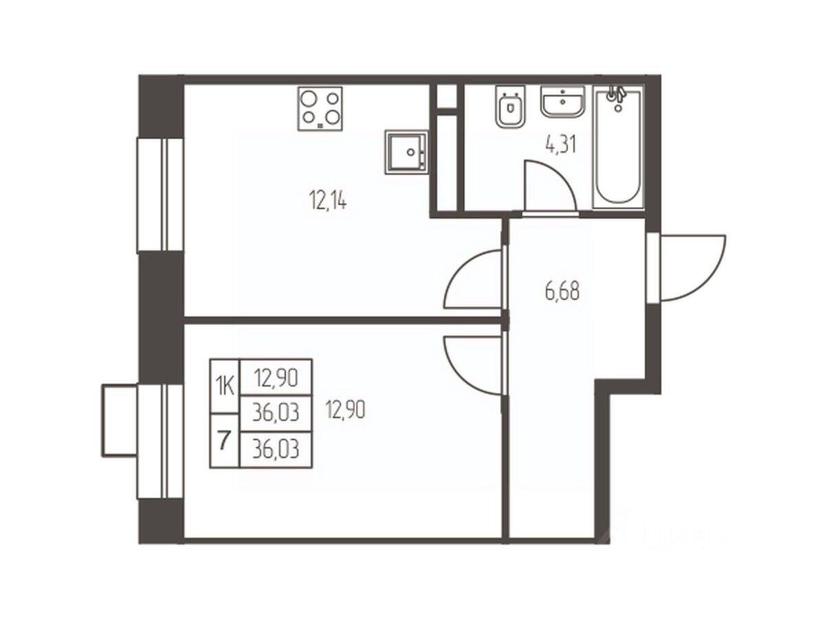 1-комн. квартира, 36 м², в ЖК Новая Ивантеевка