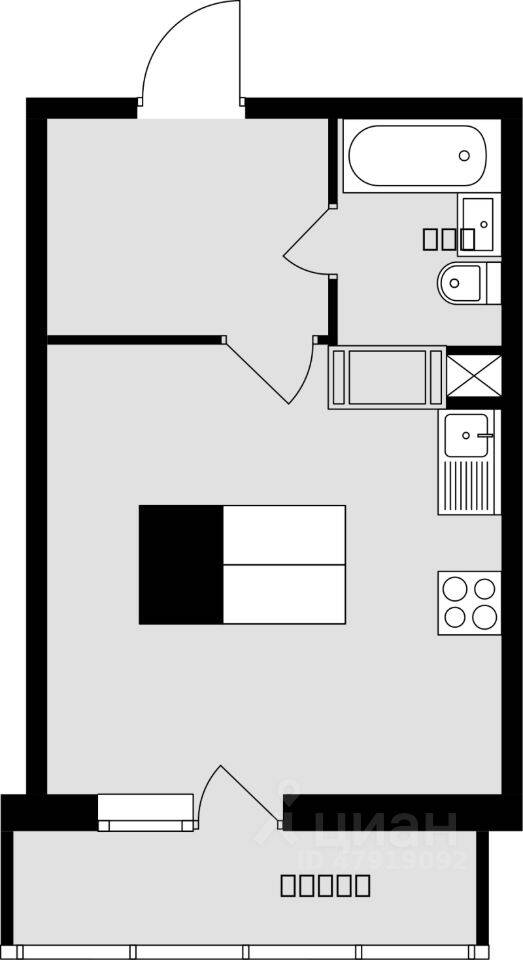 Планировка 1 комнатной квартиры, 27.5 м², в «Красная горка»