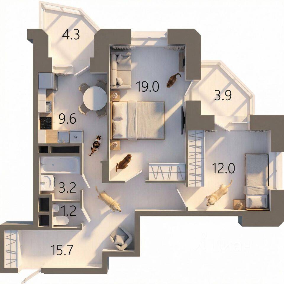 2-комн. квартира, 65 м², в ЖК «Советская 18»