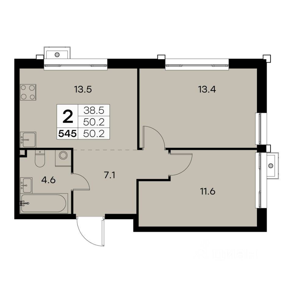 2-комн. квартира, 50,2 м², в ЖК Куркино 15