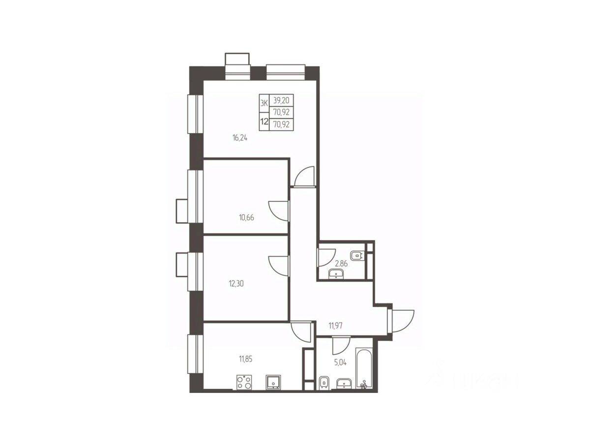 2-комн. квартира, 70,9 м², в ЖК Новая Ивантеевка