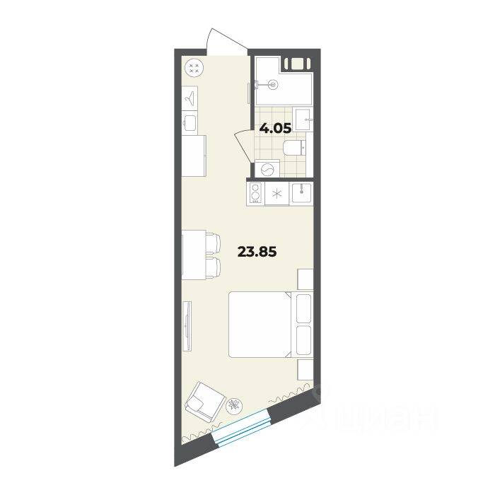 Квартира-студия, 27,9 м², в Апарт-комплекс Лиговский, 127
