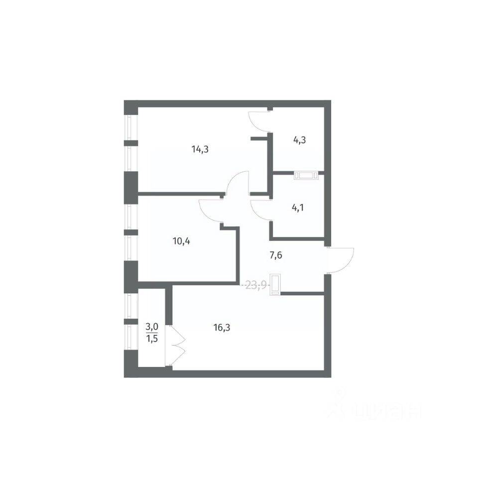2-комн. квартира, 58,58 м², в ЖК NEWПИТЕР