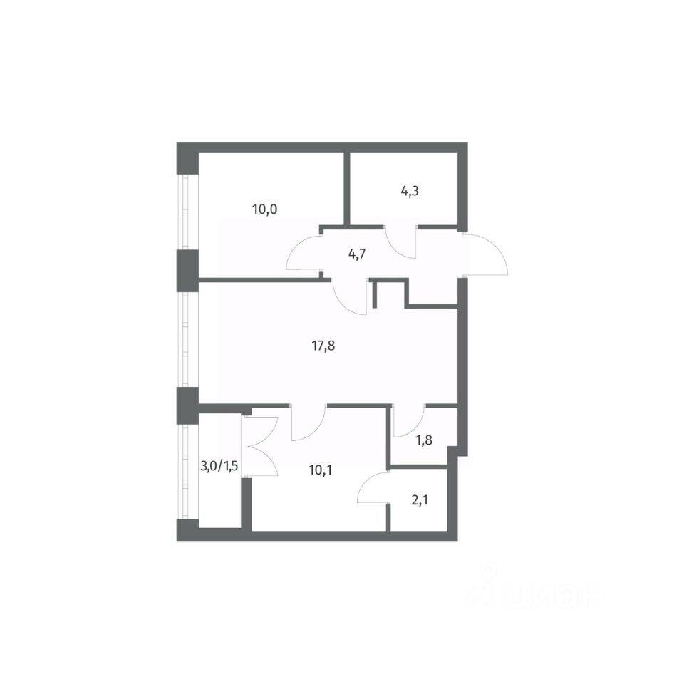 2-комн. квартира, 52,23 м², в ЖК NEWПИТЕР