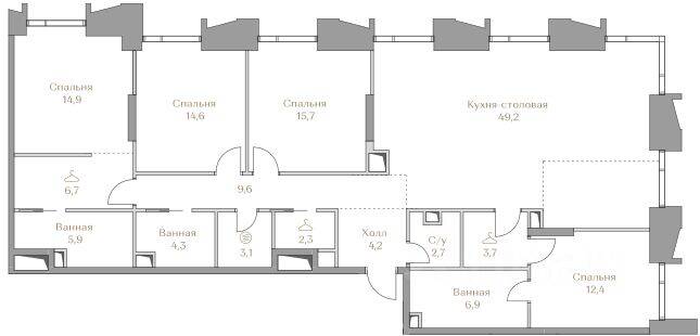 4-комн. квартира, 156,2 м², в ЖК Коллекция Лужники
