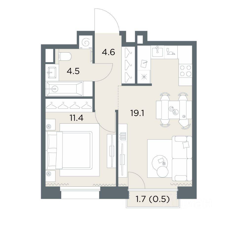 1-комн. квартира, 40,1 м², в ЖК «Станиславский»