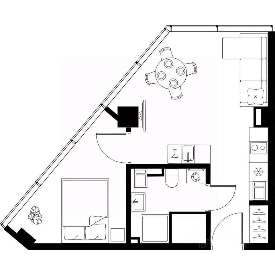 Планировка 1 комнатной квартиры, 35.1 м², в «МОСКО»