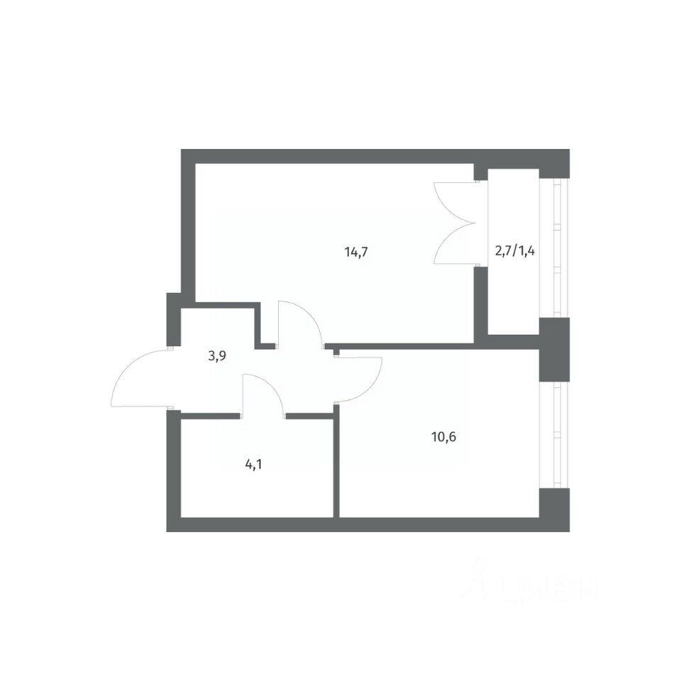 1-комн. квартира, 34,71 м², в ЖК NEWПИТЕР