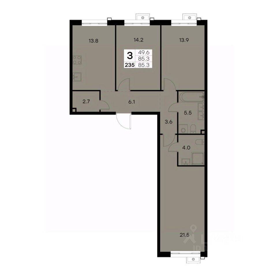 3-комн. квартира, 85,3 м², в ЖК Куркино 15