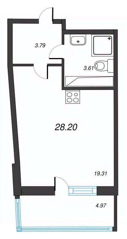 Квартира-студия, 28,2 м², в ЖК Левитан