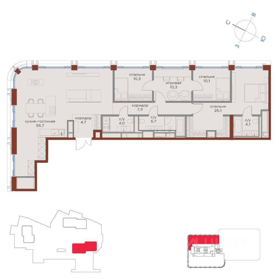4-комн. квартира, 137,9 м², в ЖК Татарская 35