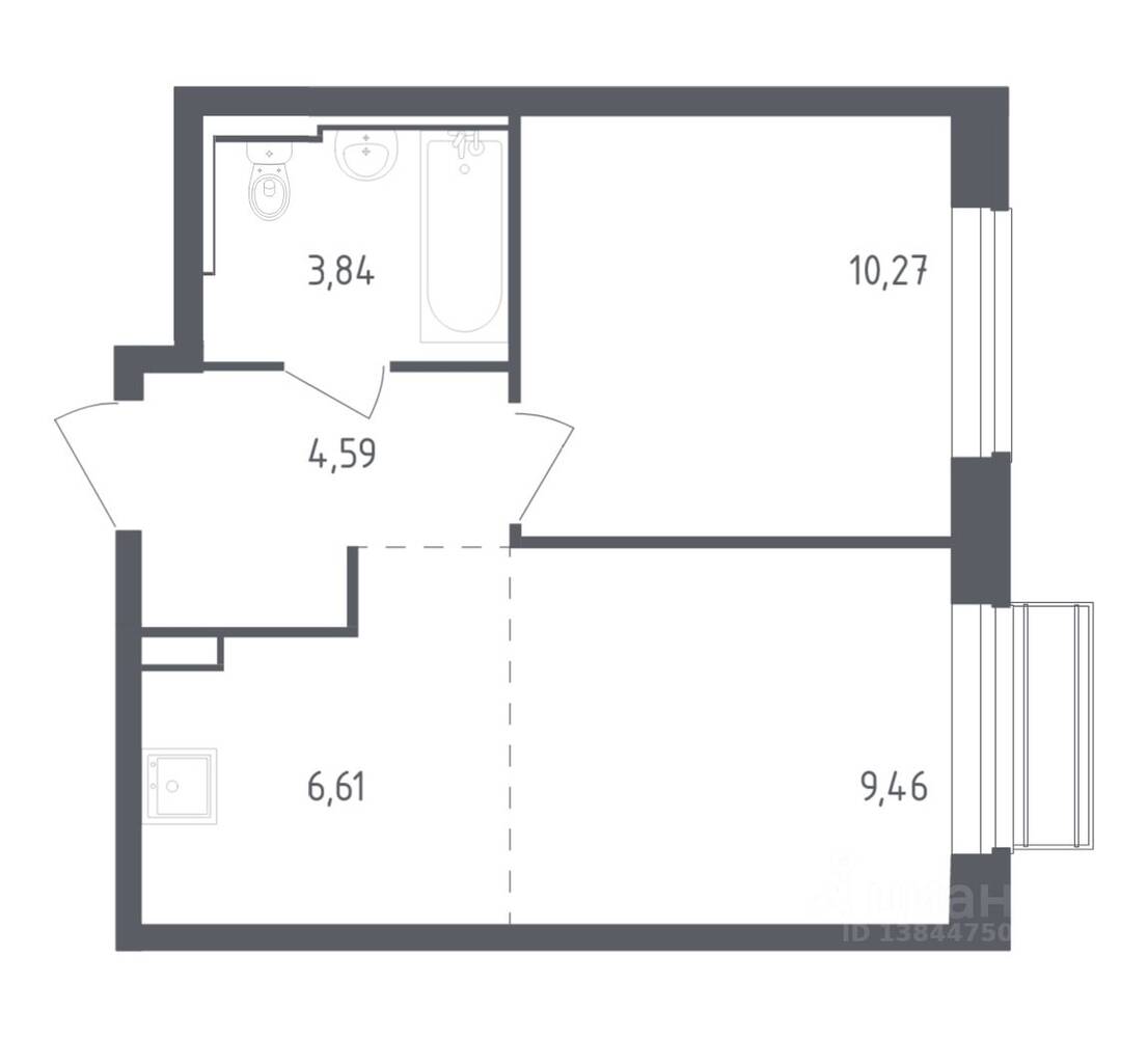 1-комн. квартира, 34,77 м², в ЖК Рублевский Квартал