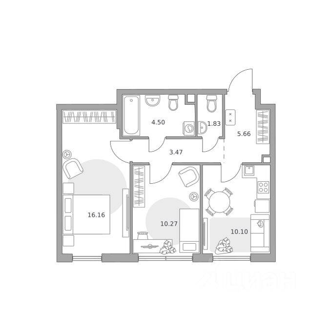 2-комн. квартира, 51,99 м², в ЖК «Нижегородская от Гранель»