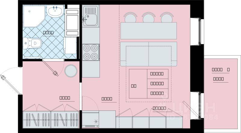Планировка 1 комнатной квартиры, 26.3 м², в «Северный Меридиан (Бугры)»