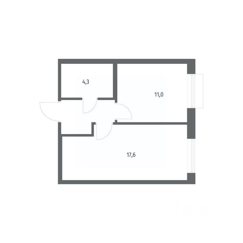 1-комн. квартира, 37,1 м², в ЖК Парусная 1