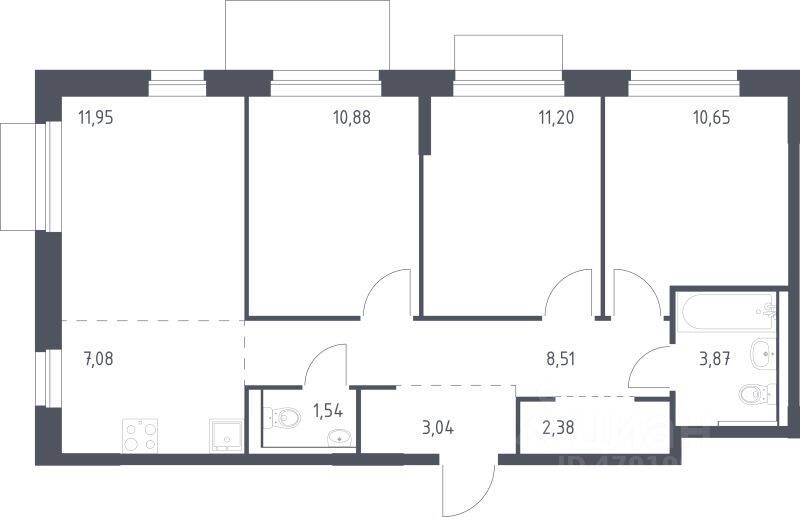 3-комн. квартира, 71,1 м², в ЖК Новое Внуково