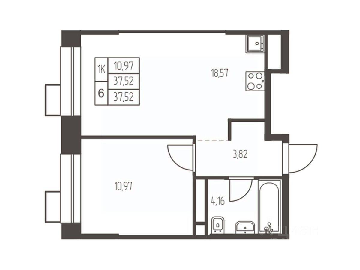 1-комн. квартира, 37,5 м², в ЖК Новая Ивантеевка