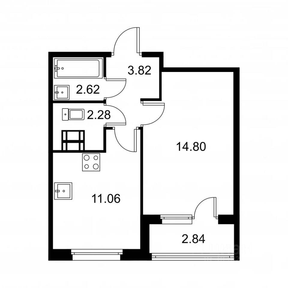 1-комн. квартира, 36 м², в ЖК Квартал Заречье