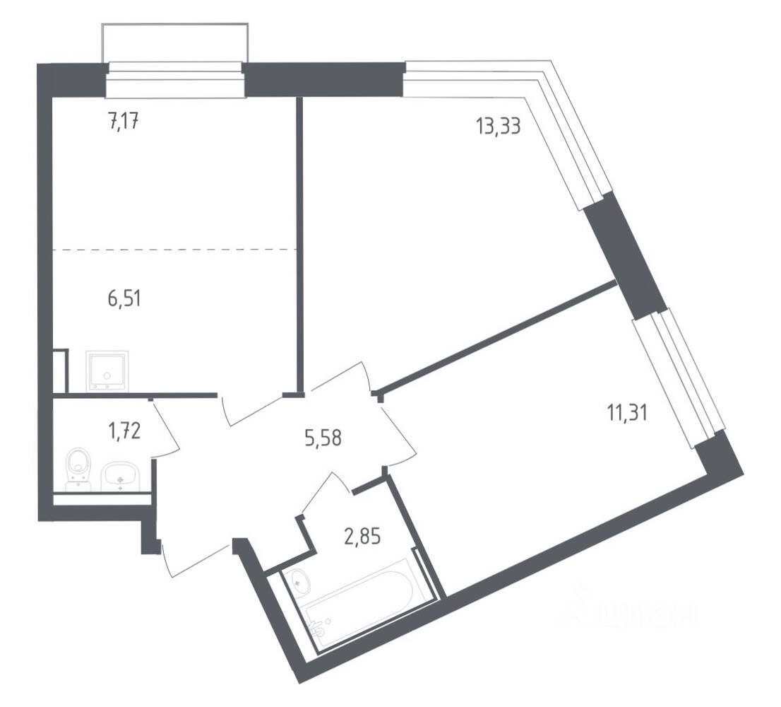2-комн. квартира, 47,6 м², в ЖК Рублевский Квартал