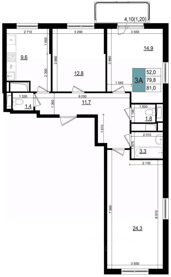 3-комн. квартира, 81 м², в ЖК «Одинцово сити»