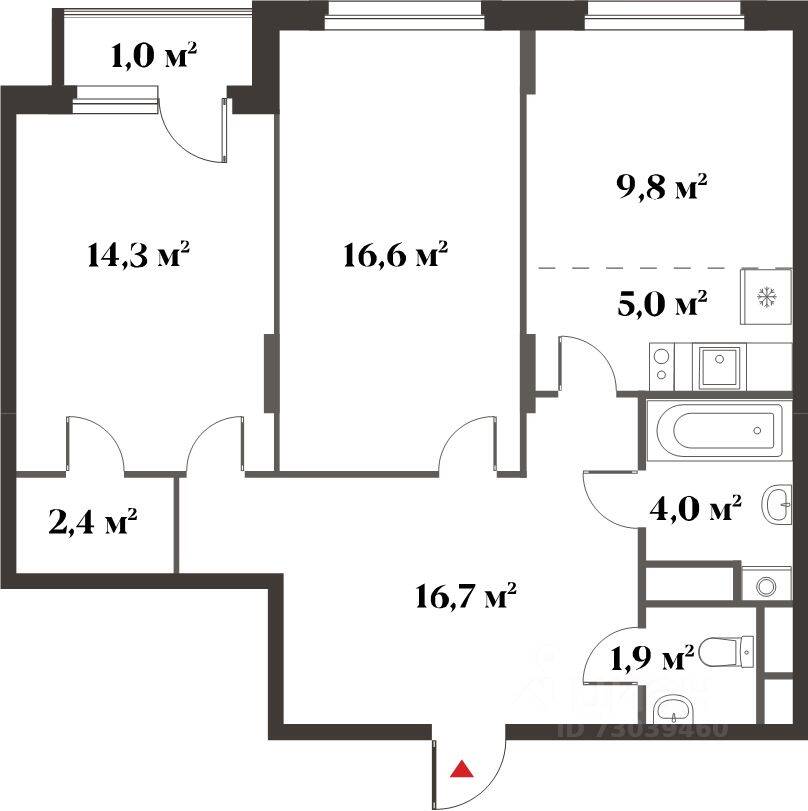 3-комн. квартира, 70,7 м², в ЖК Миниполис «Восемь кленов»