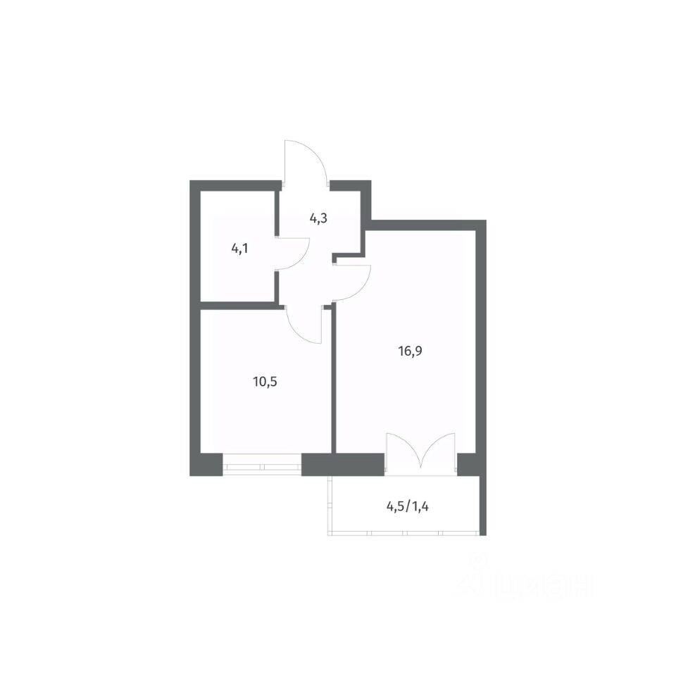 1-комн. квартира, 37,21 м², в ЖК NEWПИТЕР