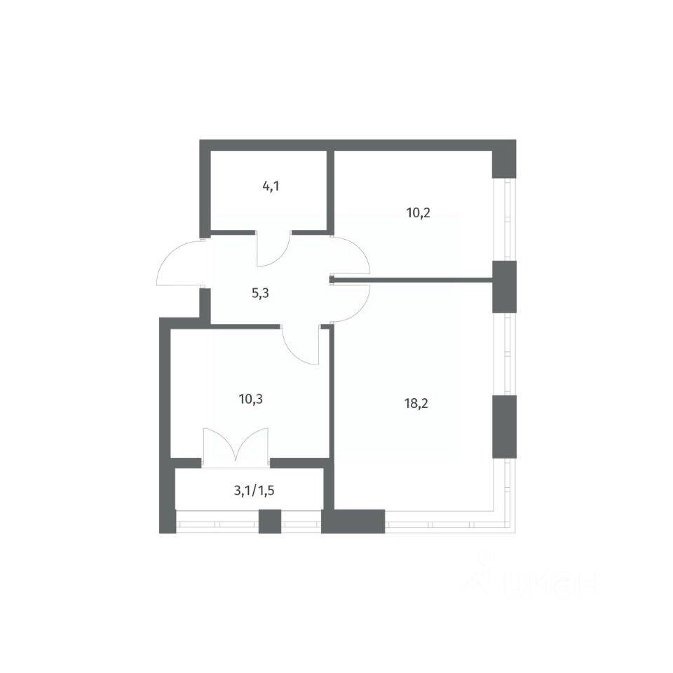 2-комн. квартира, 49,58 м², в ЖК NEWПИТЕР