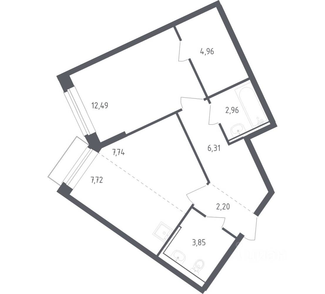 1-комн. квартира, 47,3 м², в ЖК Рублевский Квартал