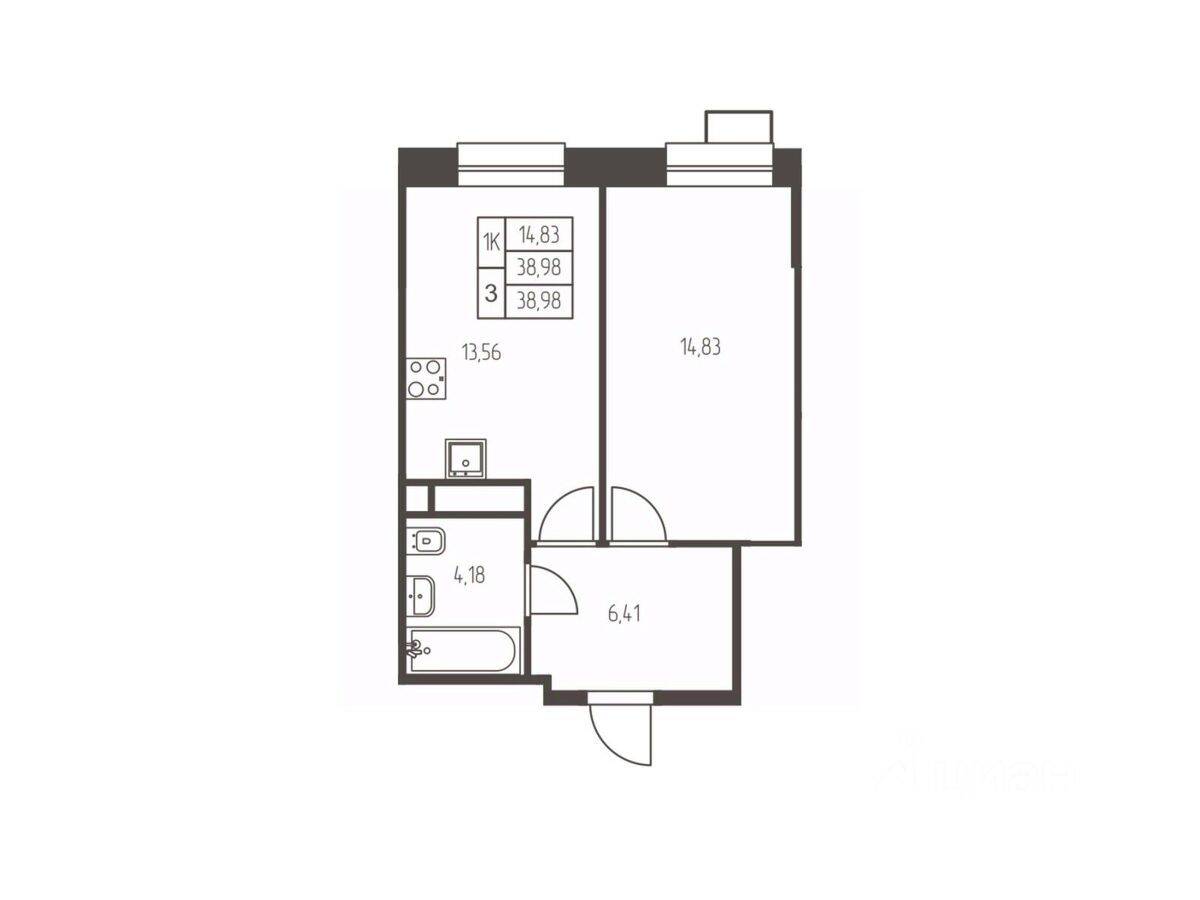 1-комн. квартира, 39 м², в ЖК Новая Ивантеевка