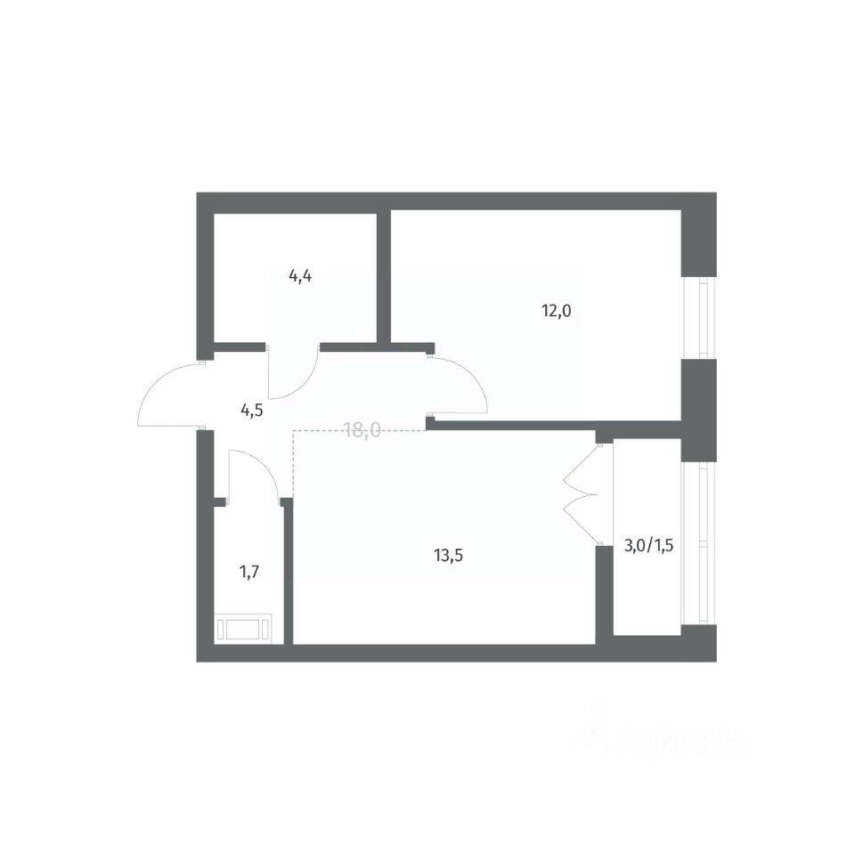 1-комн. квартира, 37,67 м², в ЖК NEWПИТЕР