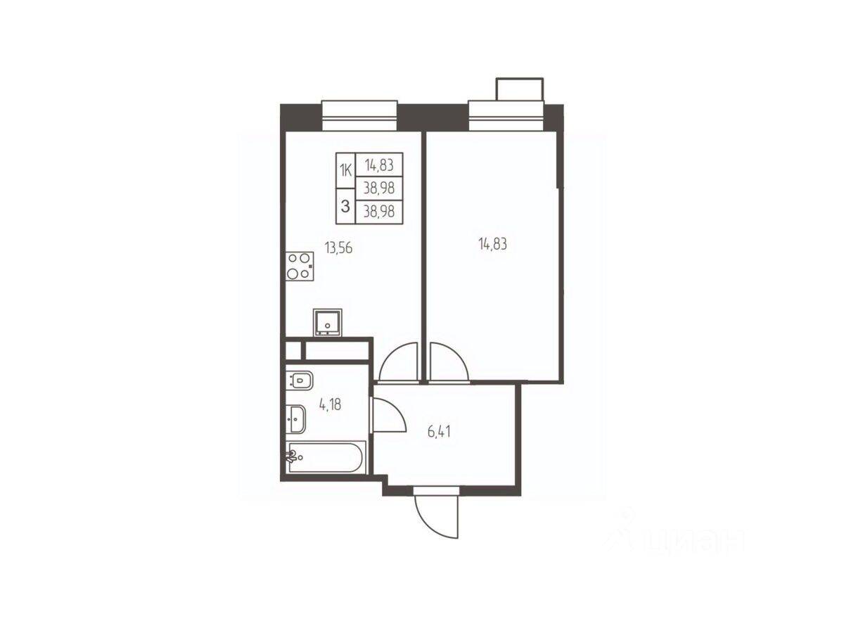 1-комн. квартира, 39 м², в ЖК Новая Ивантеевка