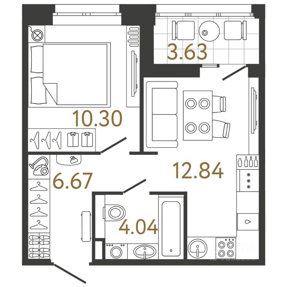 1-комн. квартира, 33,85 м², в ЖК Ультра Сити 3.0