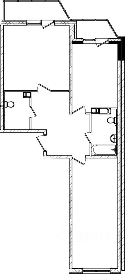 Планировка 2 комнатной квартиры, 72.8 м², в «ТриДевяткино царство»