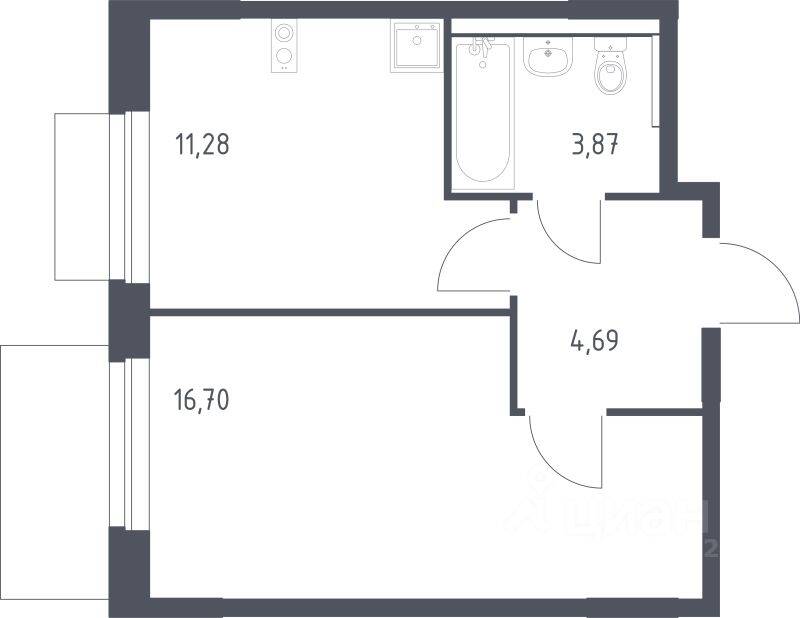 1-комн. квартира, 36,54 м², в ЖК Новое Внуково