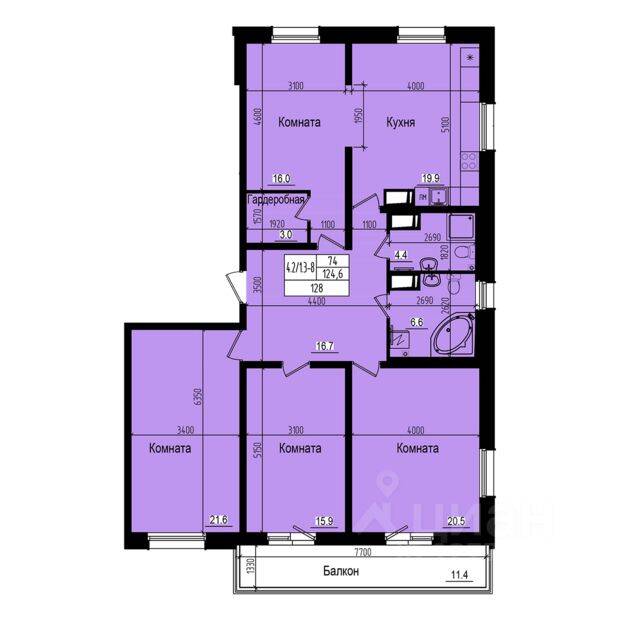 4-комн. квартира, 128 м², в ЖК «Прагма City»